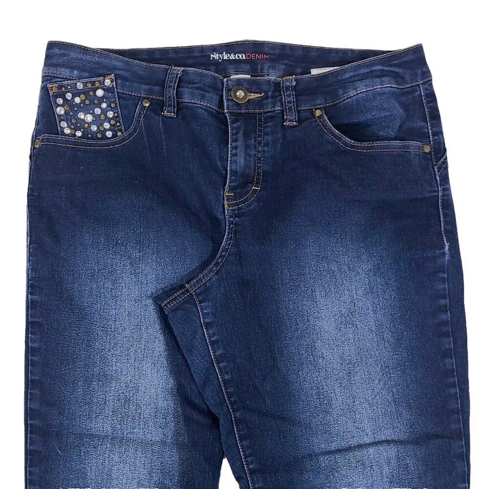 Style & Co Skinny Jeans Size 10 Studded Butt Lift Bottoms Up